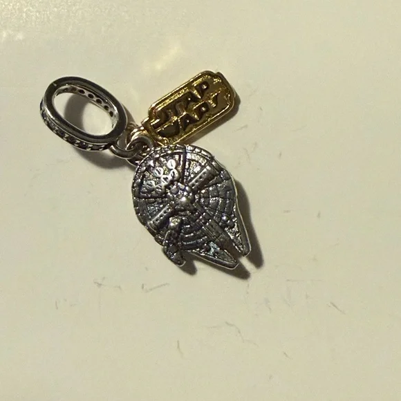 Star Wars Millennium Falcon Dangle Silver Gold Charm - Picture 2 of 3